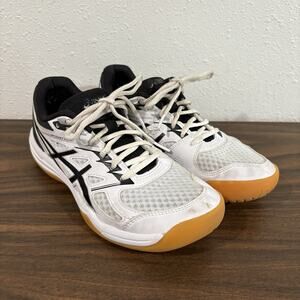 ASICS Upcourt 4 White Black Womens Size 7 Tennis Shoe Volleyball Athletic